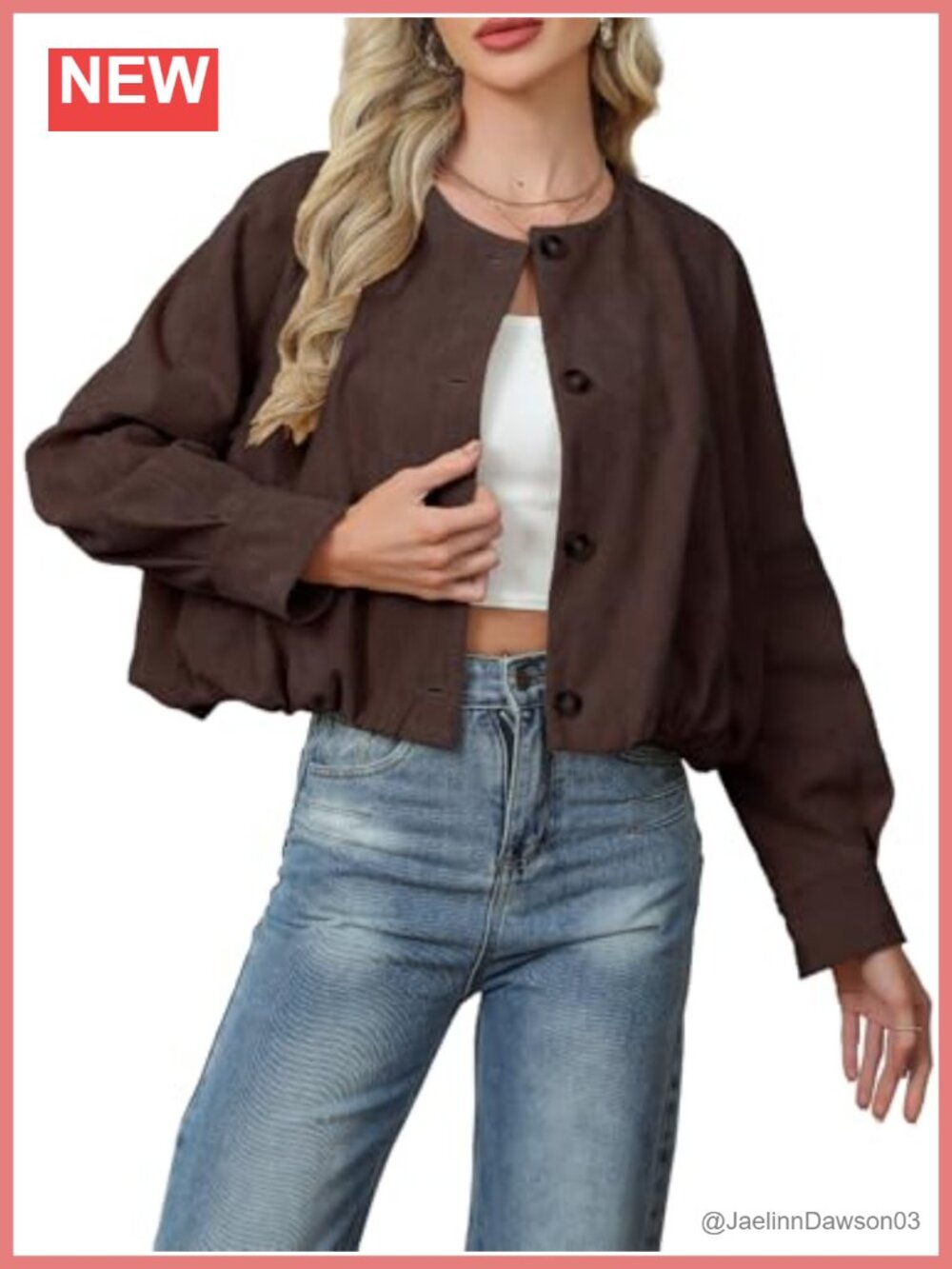 Faux Suede Cropped Bomber Jacket Collarless Button Up Oversized Short Coat